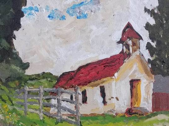 2 churches - Rutledge TN-Actual Painting-9x12.jpg