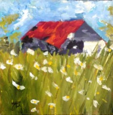 04c barn - daisies in tn - painting